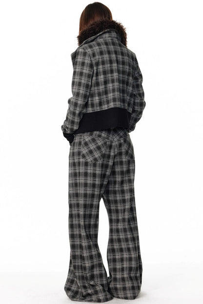 Retro Plaid Fleece Lined Sweatpants