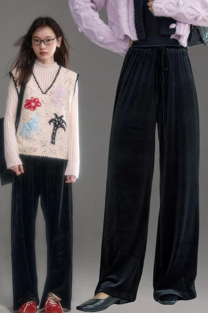 Swan Velvet Wide-Leg Pants