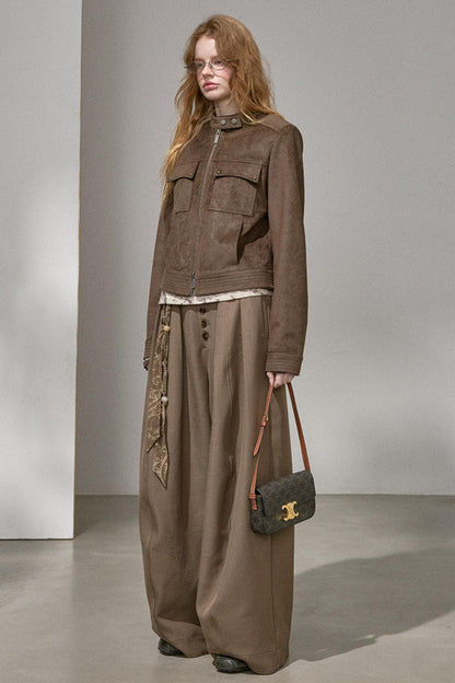 Suede Tailored Short Jacket