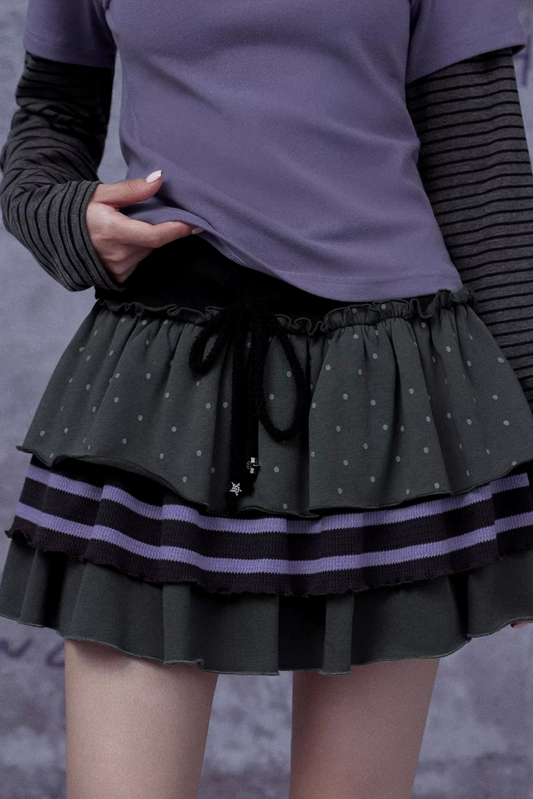 Gray-Purple Layered Cake Skirt