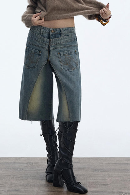 Distressed Denim Shorts