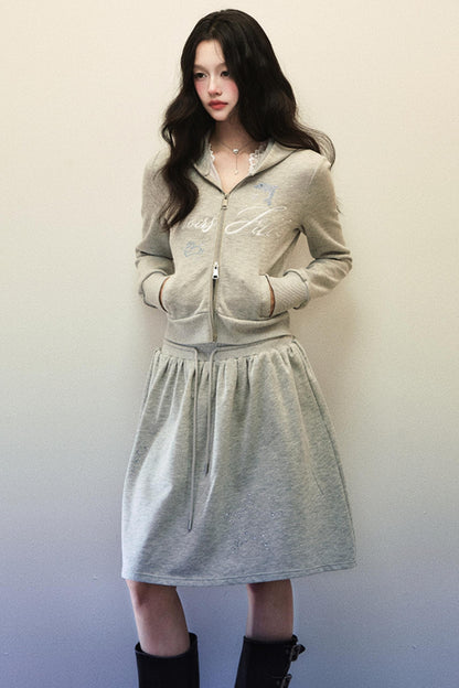 Chic Two-Piece Hoodie & Skirt Set-Up