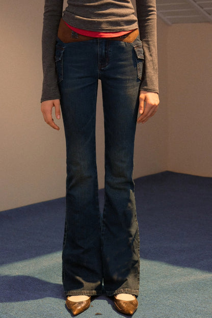 Vintage Patchwork Flared Jeans