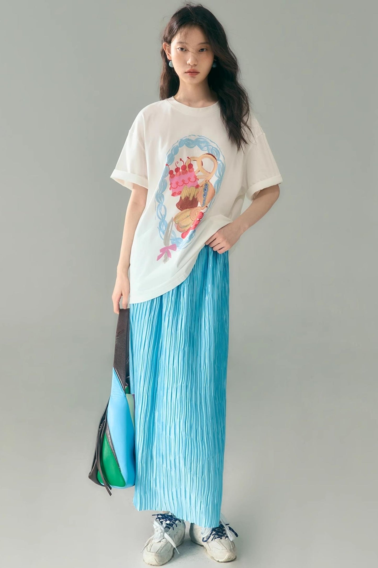 Hand-Painted Crewneck Cotton T-Shirt