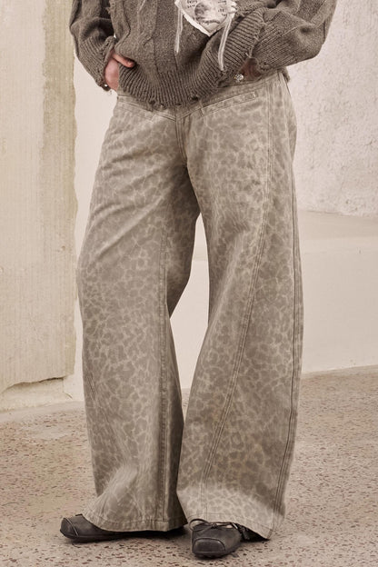 Leopard Print Straight Loose Pants