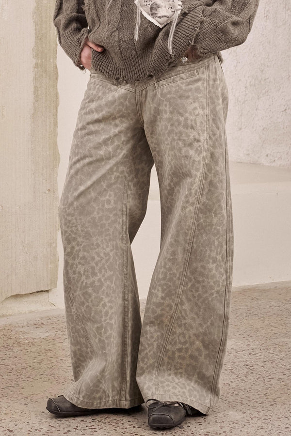 Leopard Print Straight Loose Pants