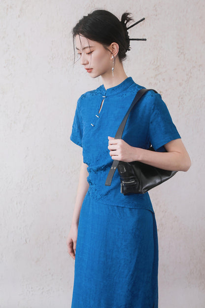 Blue Drawstring Dress
