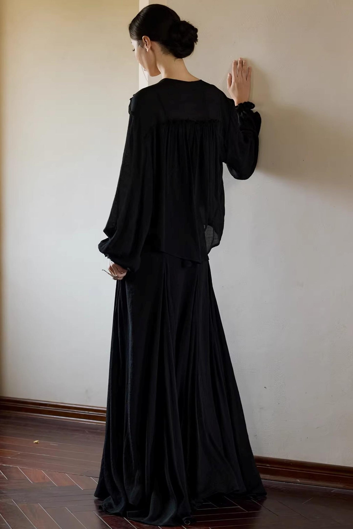 Plant-Dyed Lace Sleeve Shirt Set-Up