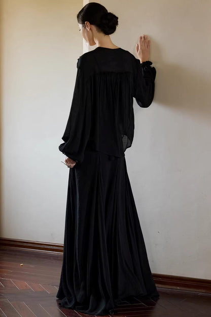 Plant-Dyed Lace Sleeve Shirt Set-Up