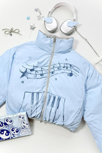 Dreamcore Blue Gray Reversible Padded Jacket