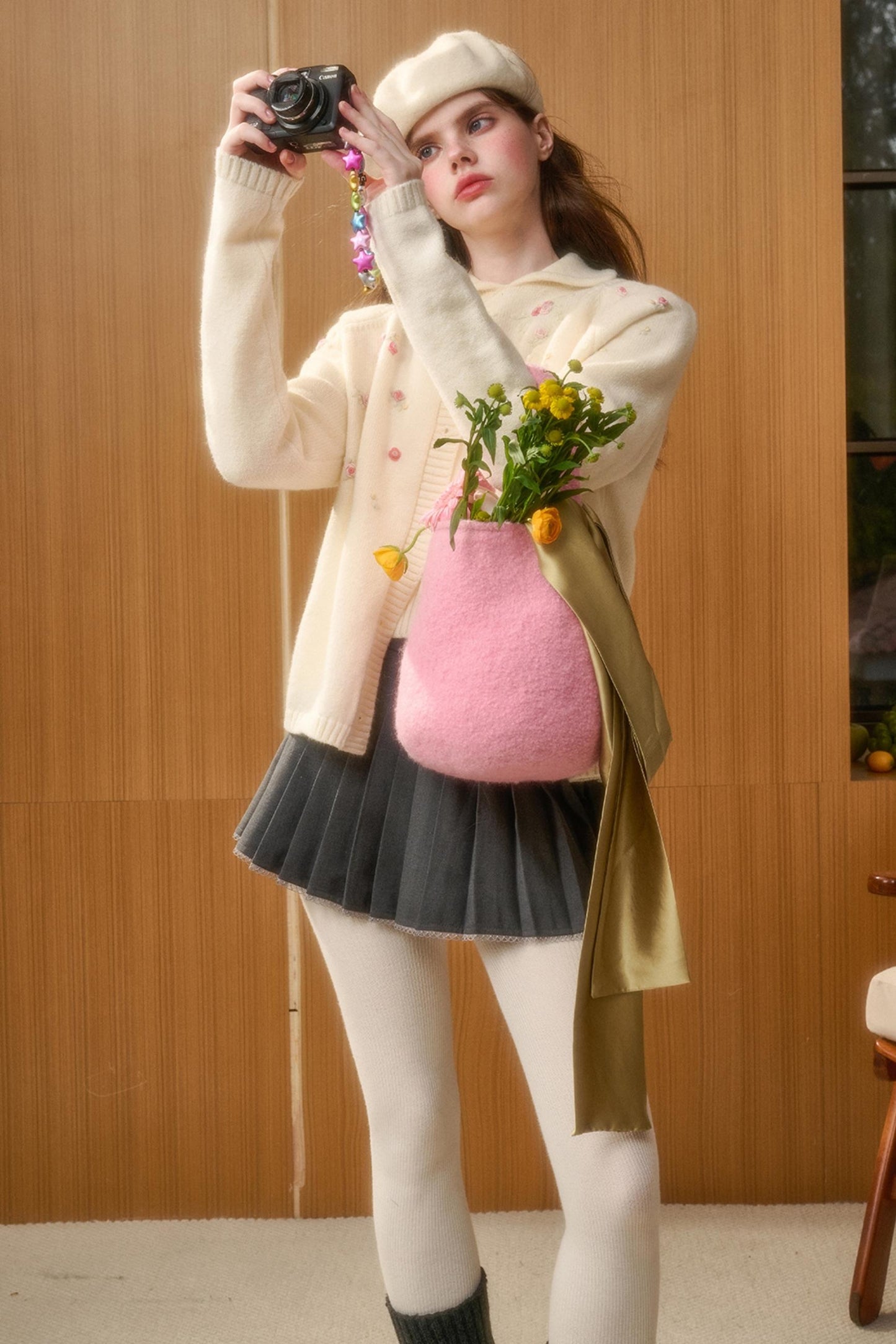 Embroidered Wool Floral Cardigan