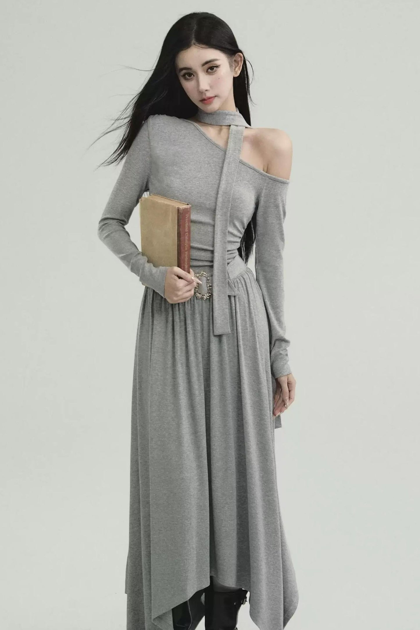 Pure Lust Knit Slanted Shoulder Dress