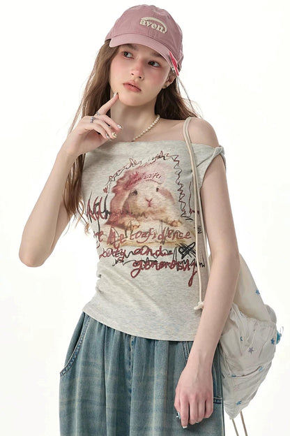 Rabbit Print Short-Sleeve T-Shirt
