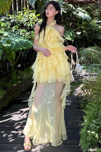 Rose Mesh Fishtail Dress