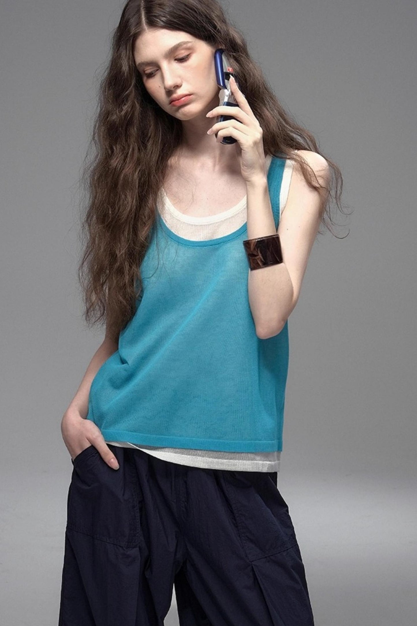 Tri-Color Linen Vest