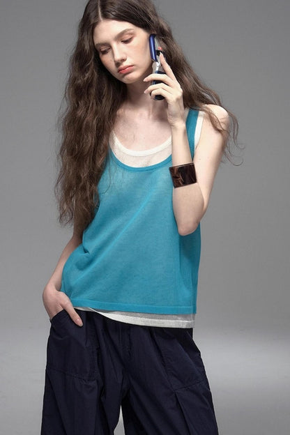 Tri-Color Linen Vest