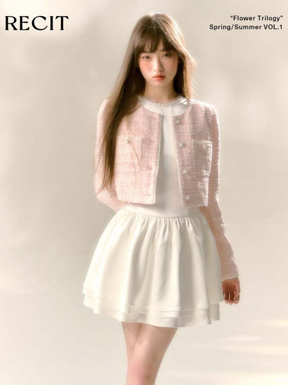 Girly Lame Pearl Bijoux Short Jacket