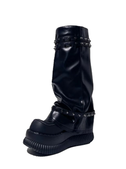 Punk Style High Tube Eyelet Volume Platform Boots