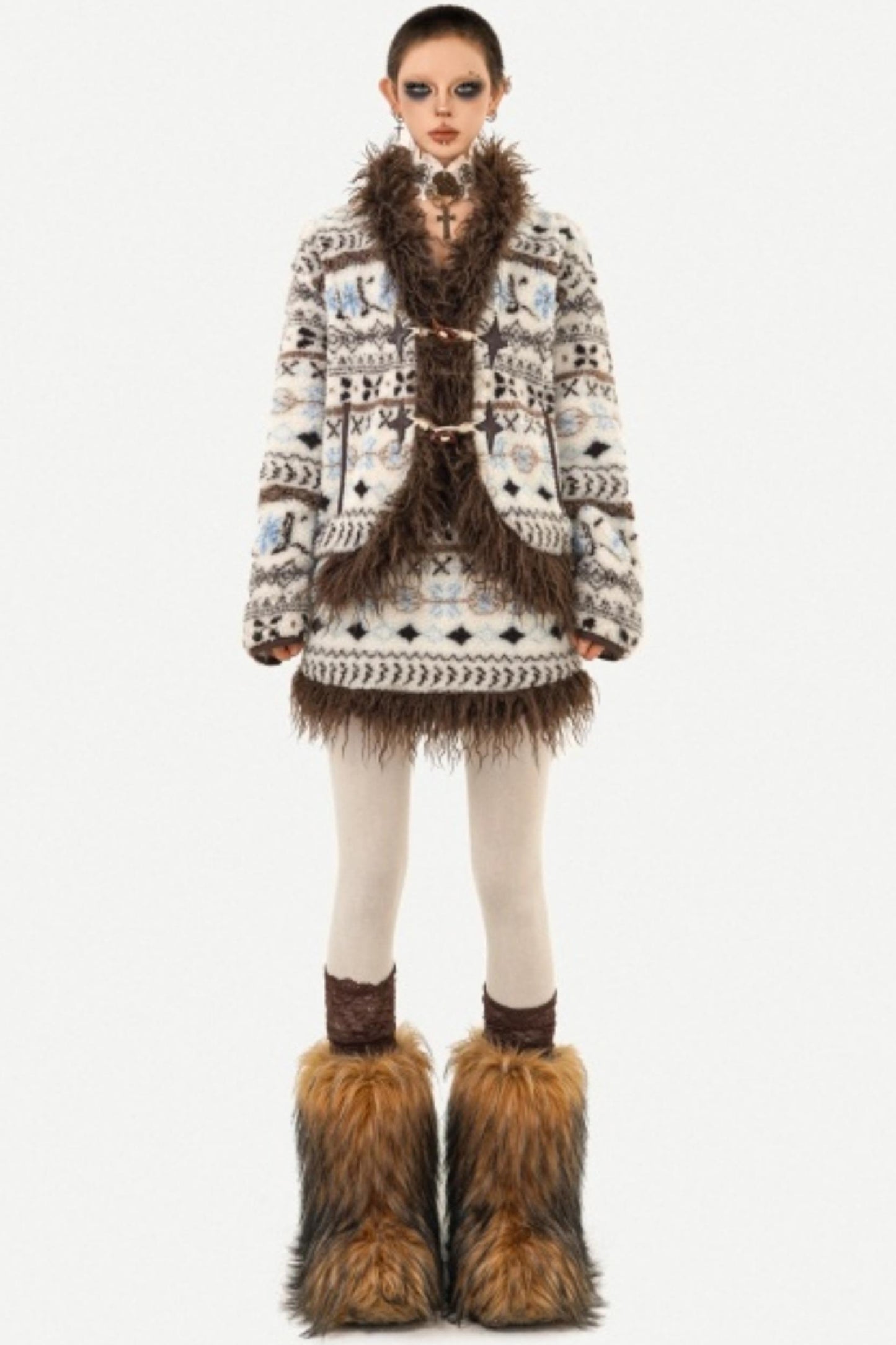 Fair Isle Lamb Wool Coat