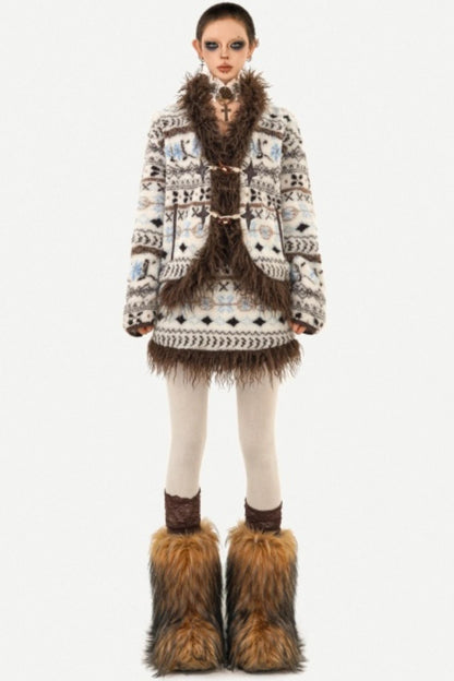 Fair Isle Lamb Wool Coat