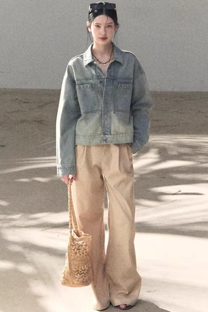 Hazy Sea Retro Denim Jacket