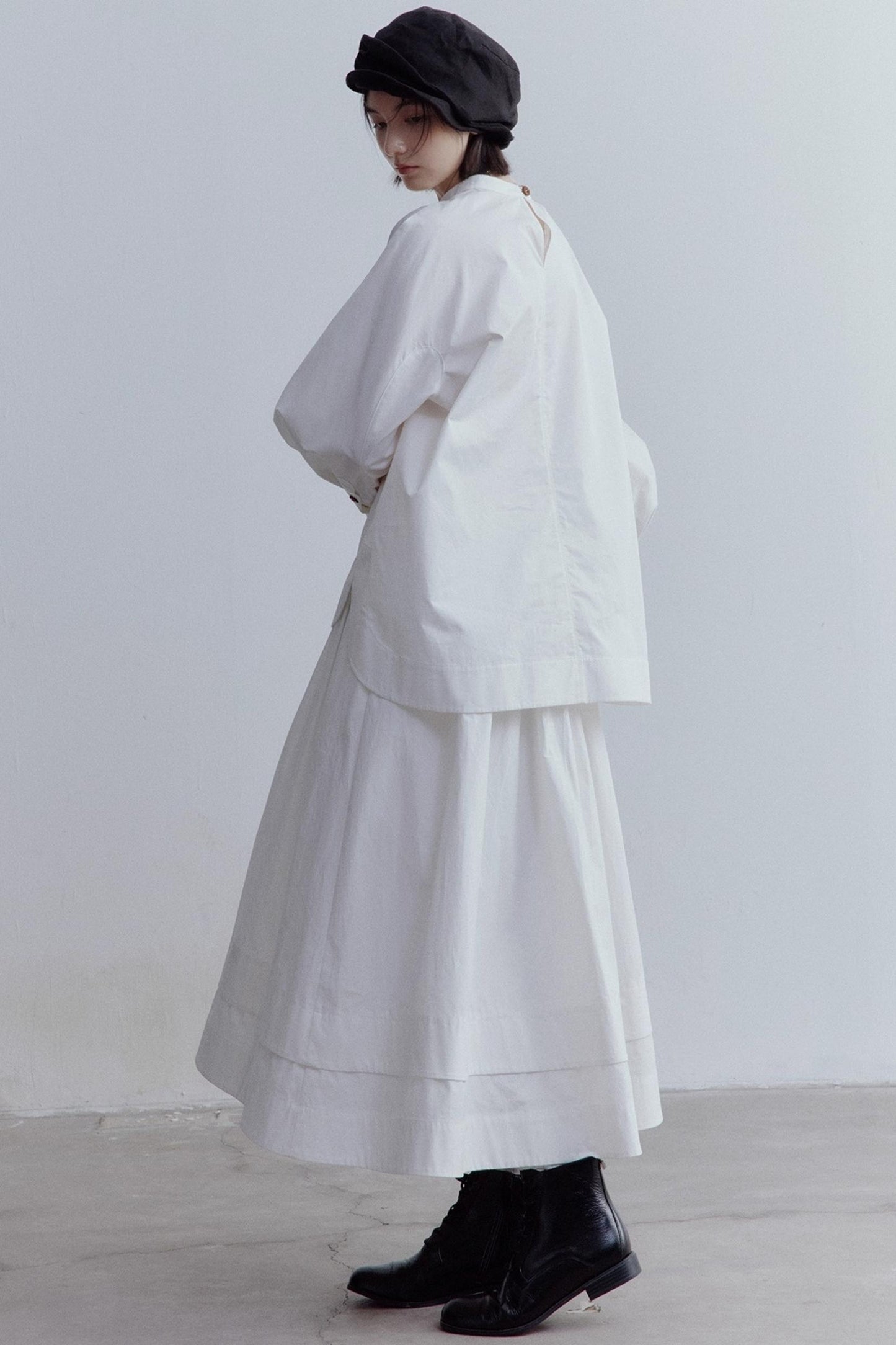 Silhouette Sleeves Cotton Shirt