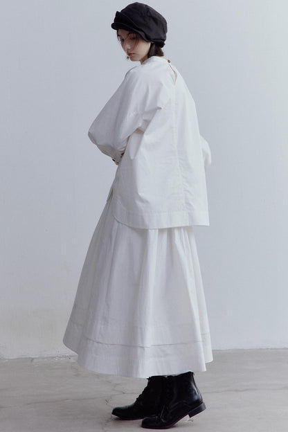 Silhouette Sleeves Cotton Shirt