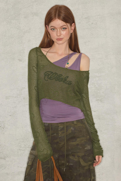 Holo Knit Asymmetric Top