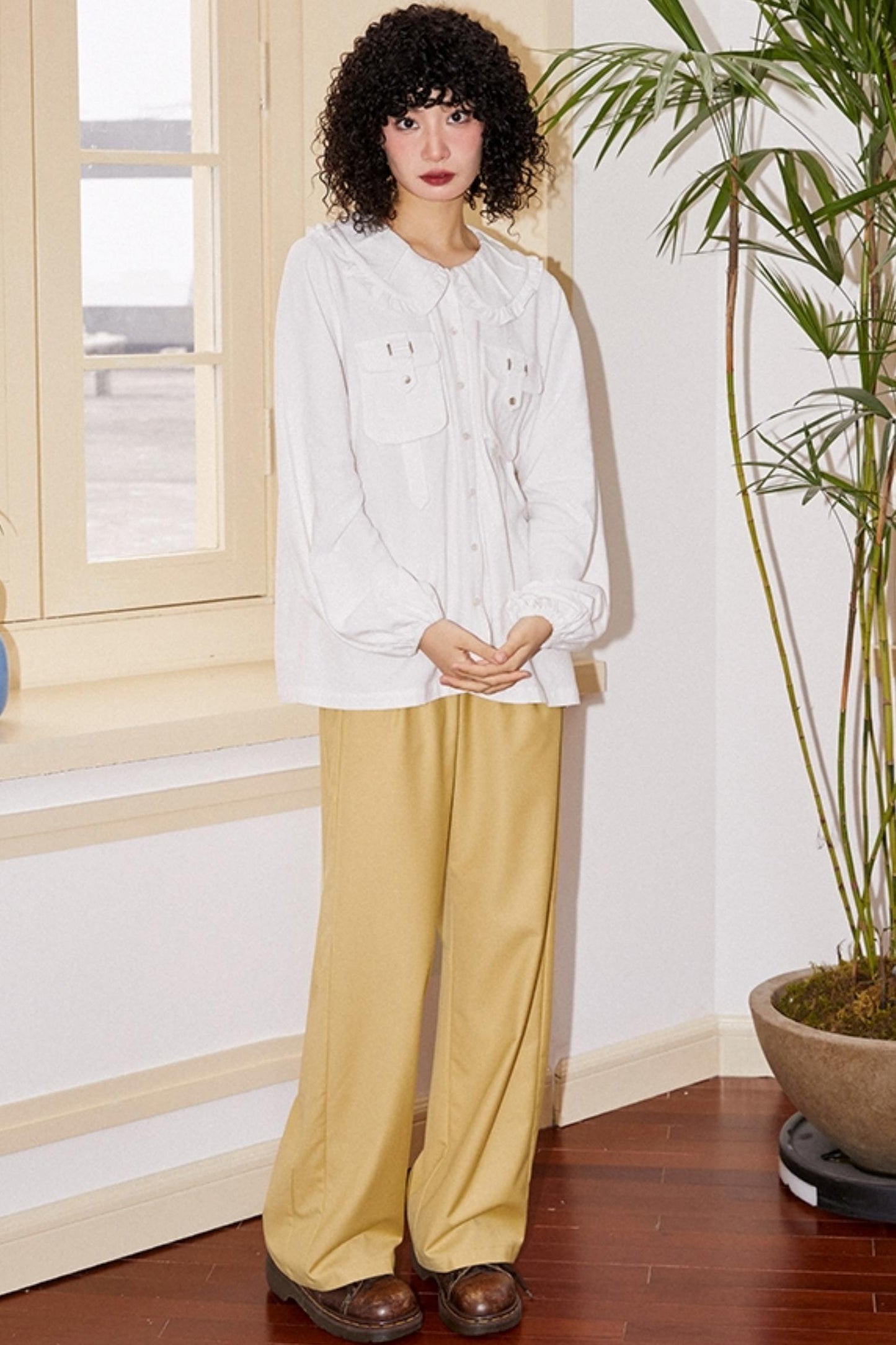 Simple Style Straight-Leg Pants