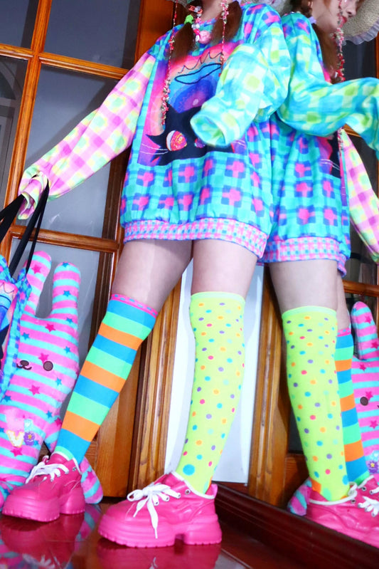 Polka Dot Rainbow Stripe Socks