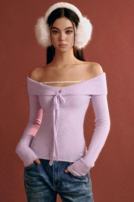 Elegant Crochet One-Shoulder Sweater