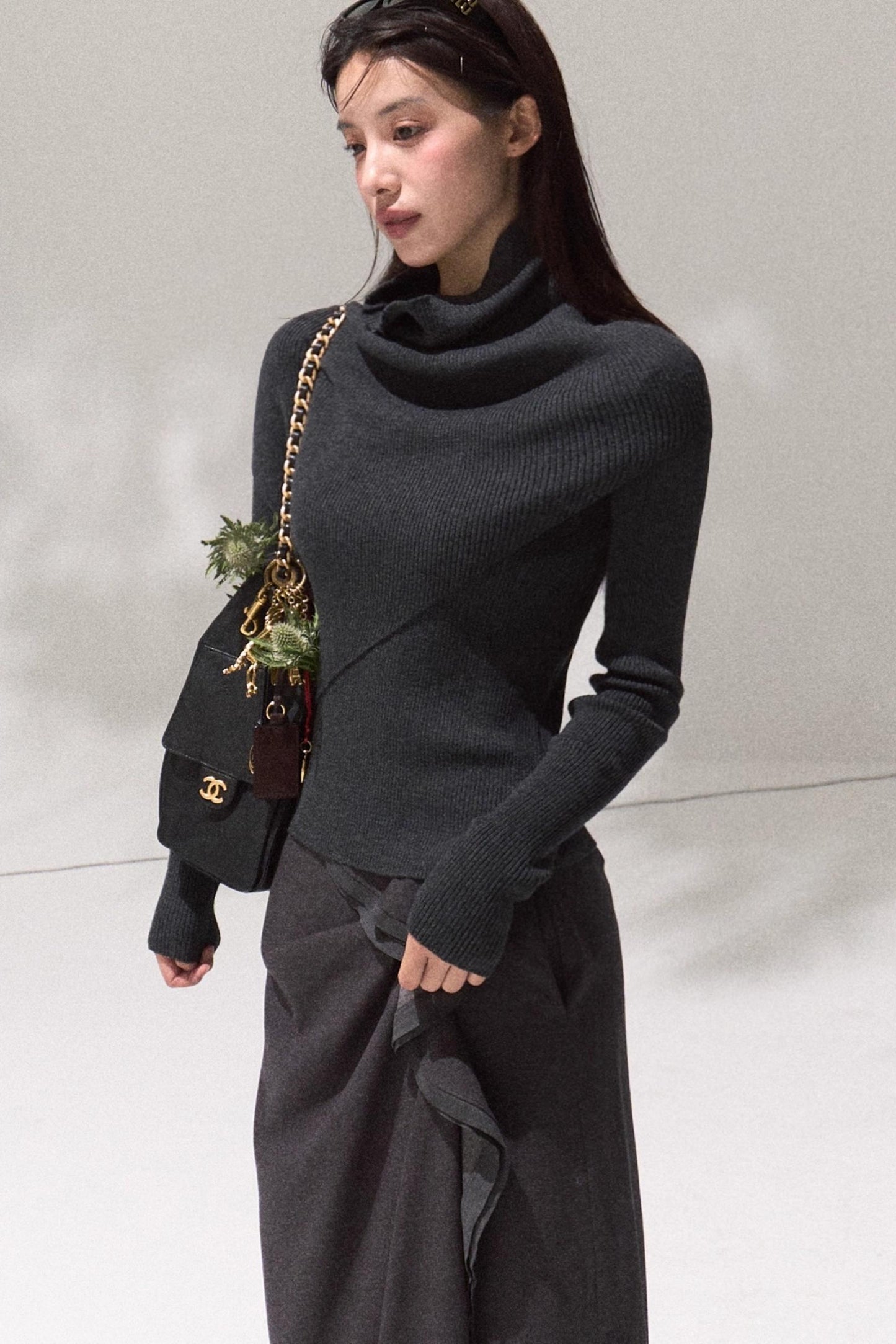 Moonlit Pit Strip Wool Knit Sweater