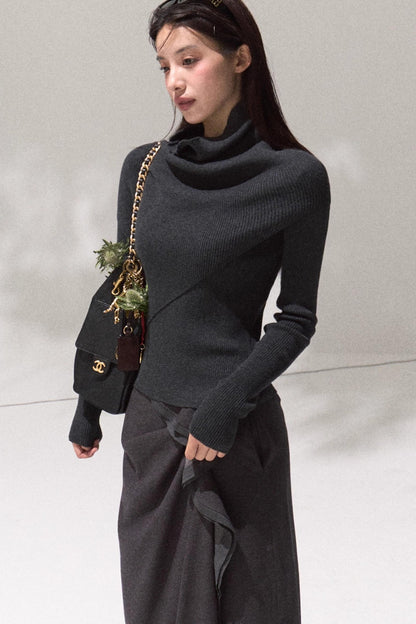 Moonlit Pit Strip Wool Knit Sweater