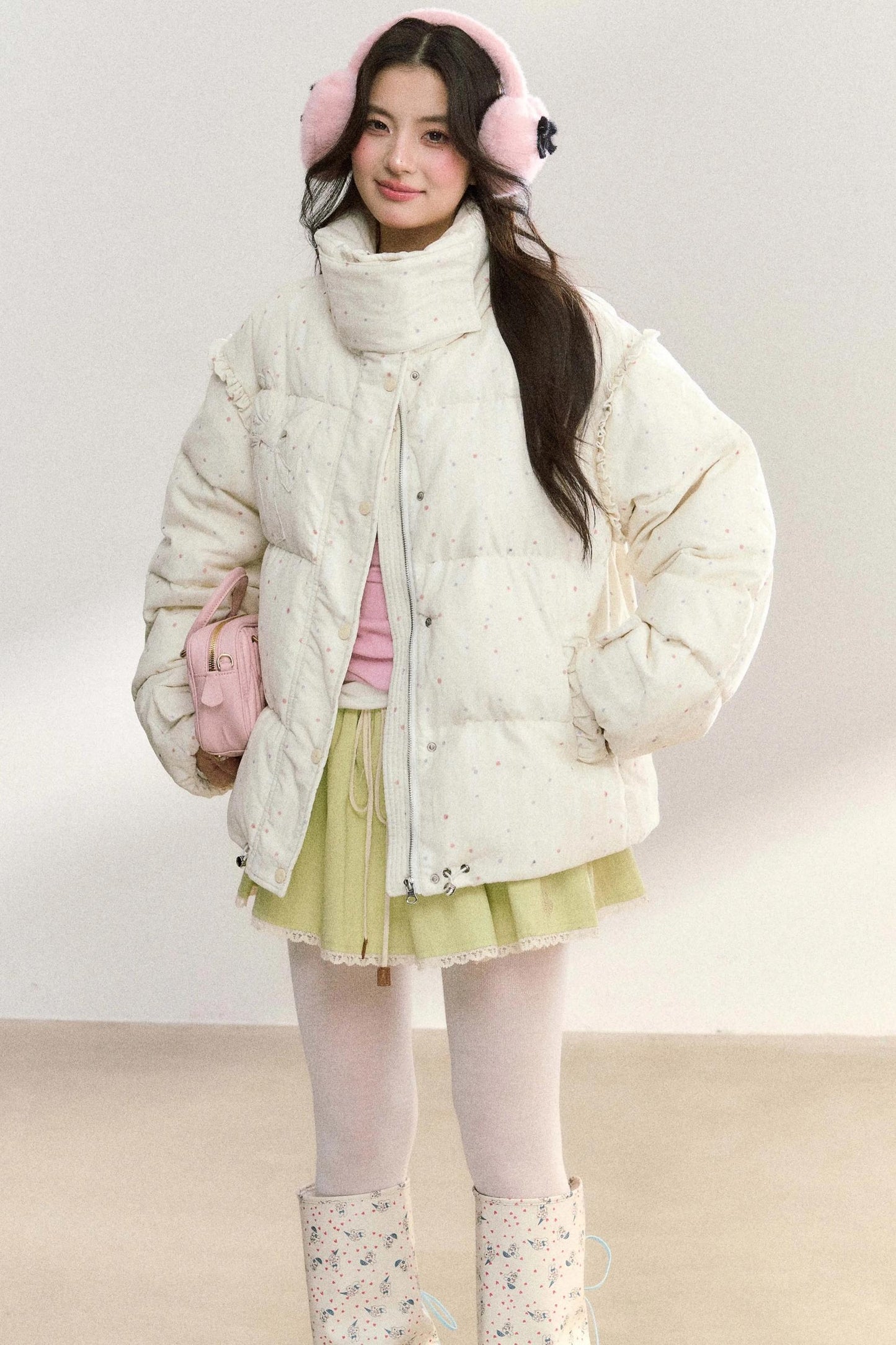 Polka Dot Cotton Puffer Jacket