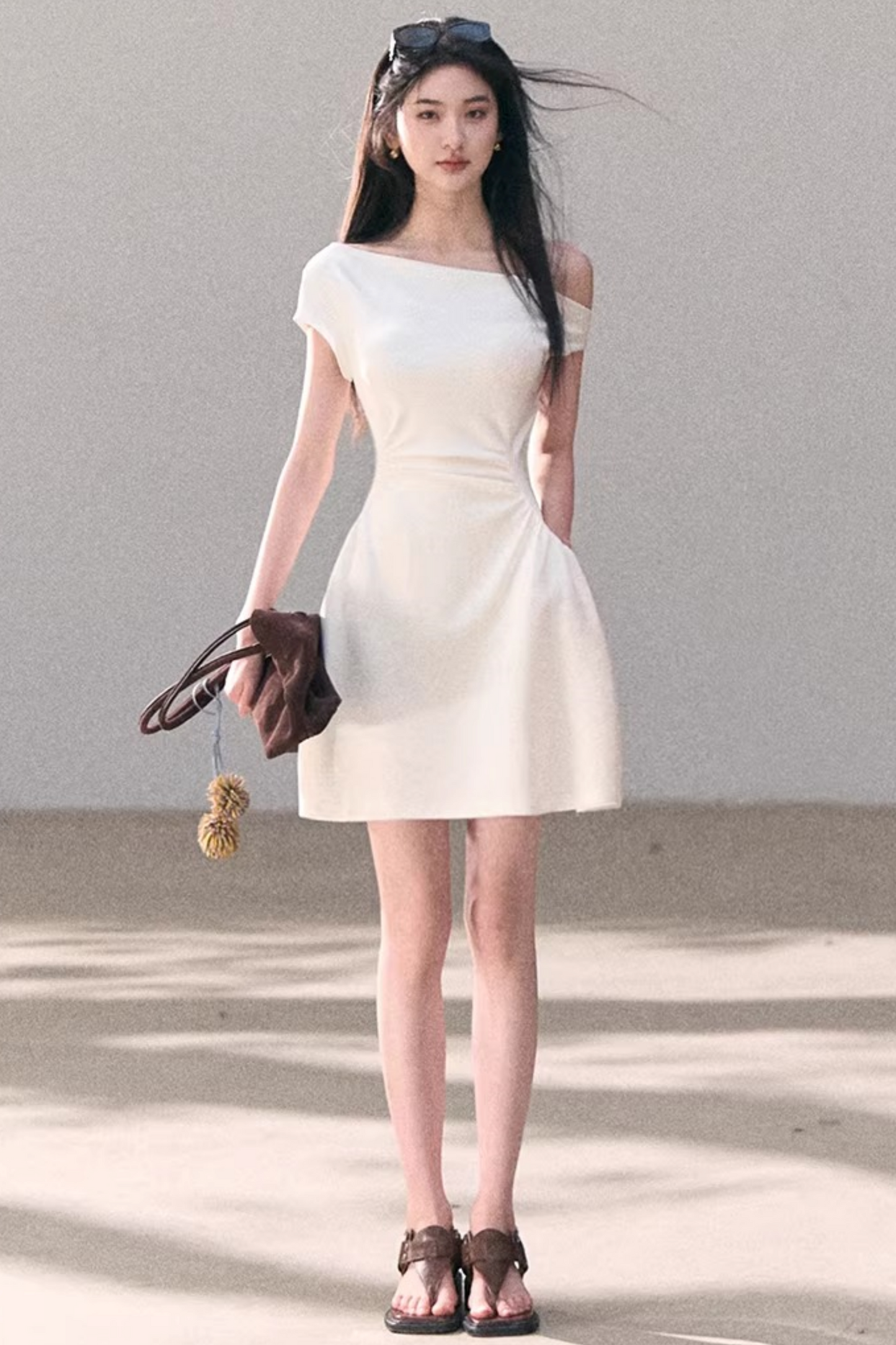 Lyocell-Asymmetrisches-Spitzenkleid