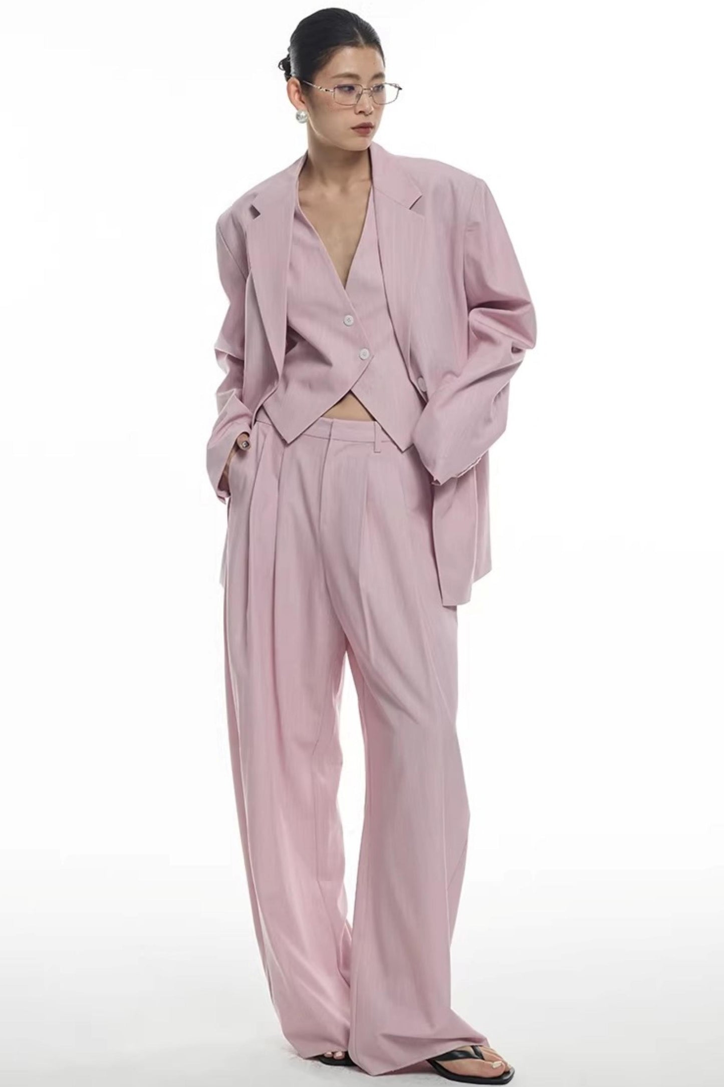 Light Pink Striped Blazer Jacket