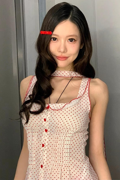 Red Polka Dot Ruffle Blouse