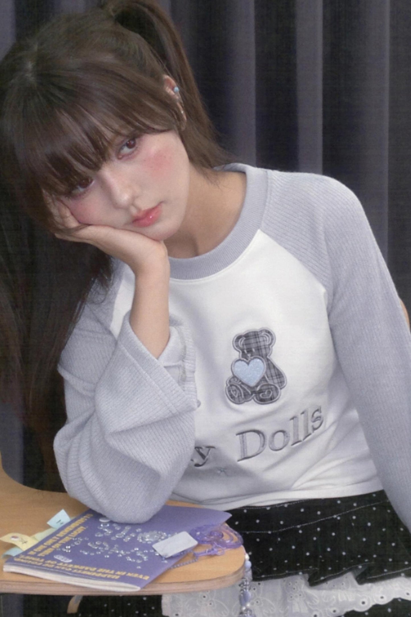 Knitted Raglan Sleeves T-shirt