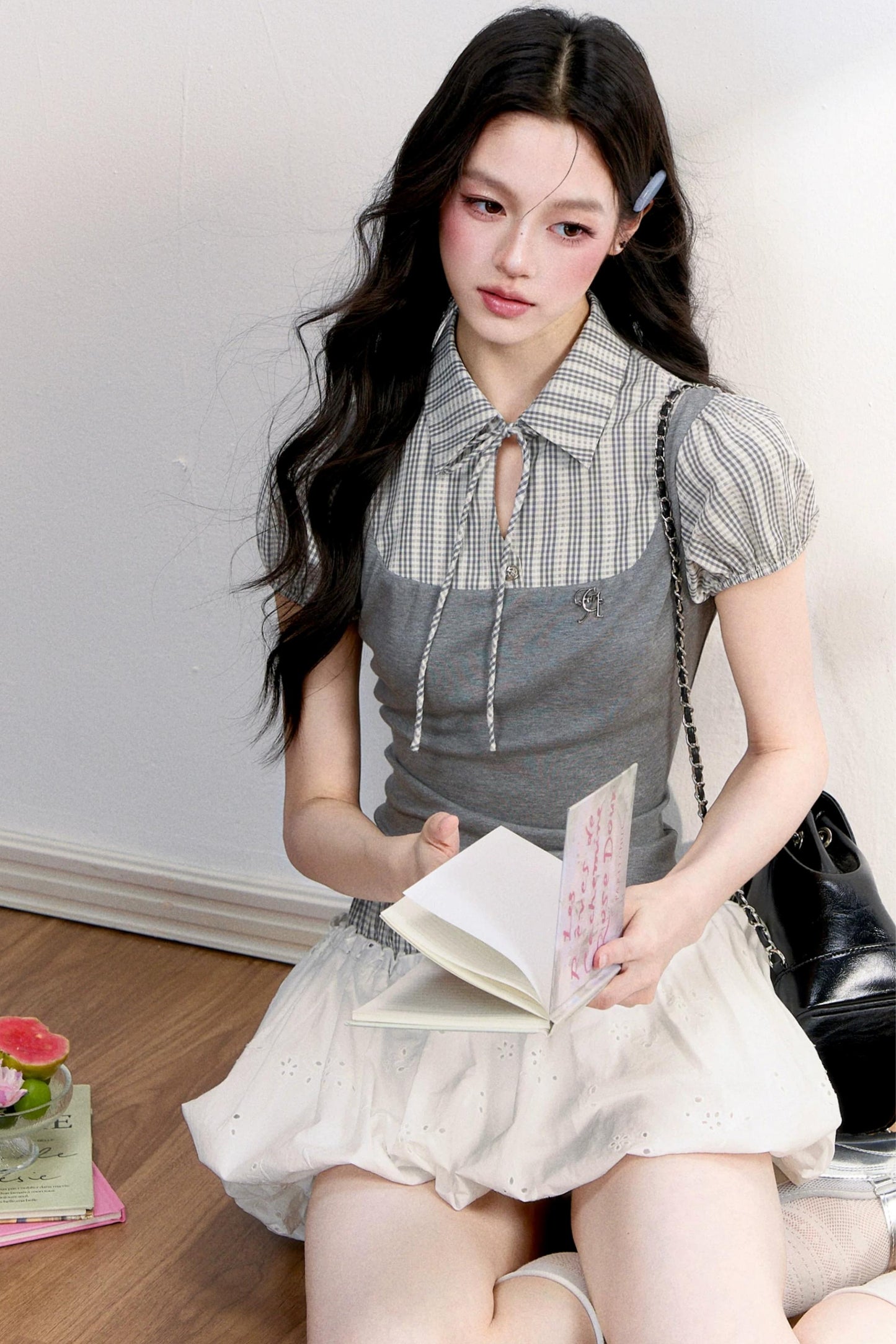 Water Drop Embroidered Top and Skirt Set-Up