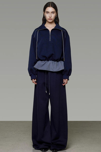 Contrasting Stand Collar Sweatshirt