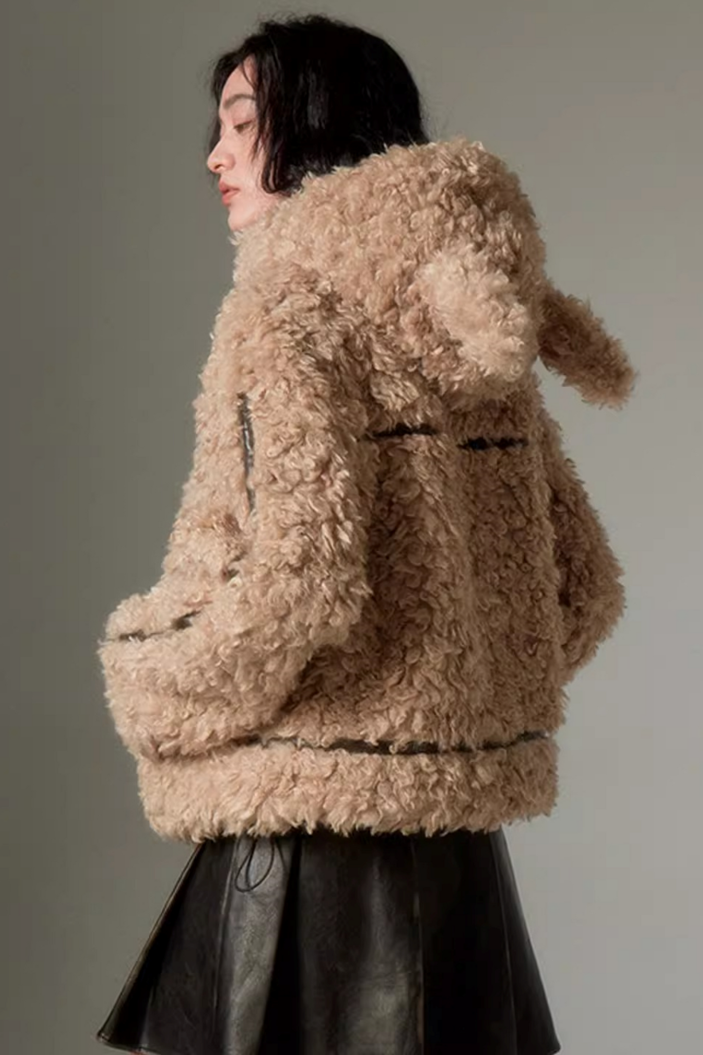 Hooded Brown Jacket Matching Set