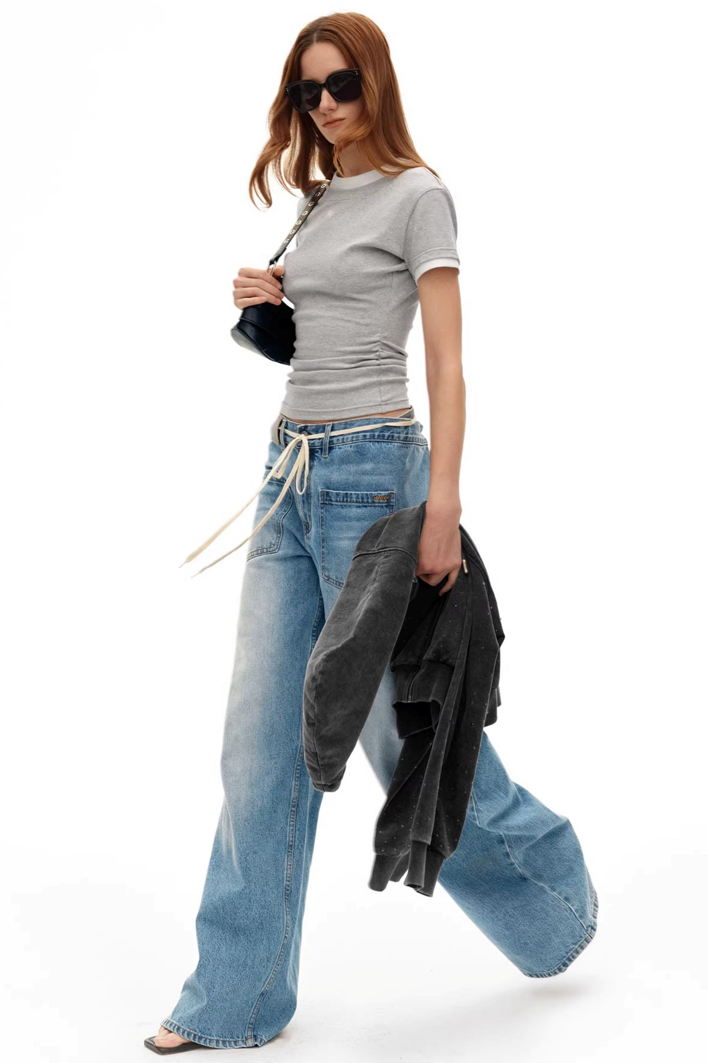 Color-Block Ruched Slim Tee