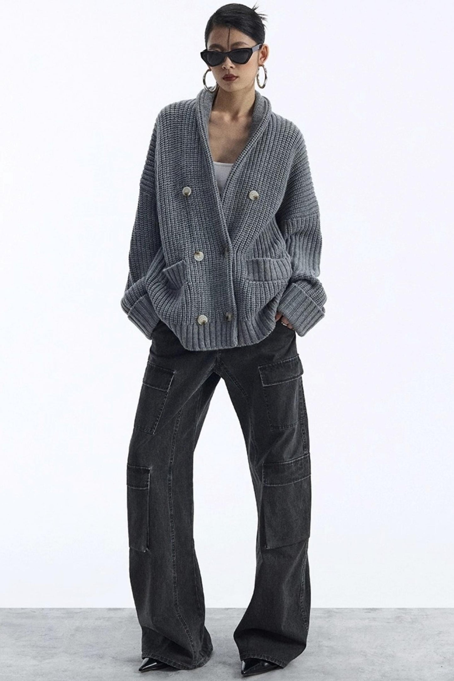 Lazy Style Large Pocket Knitted Cardigan