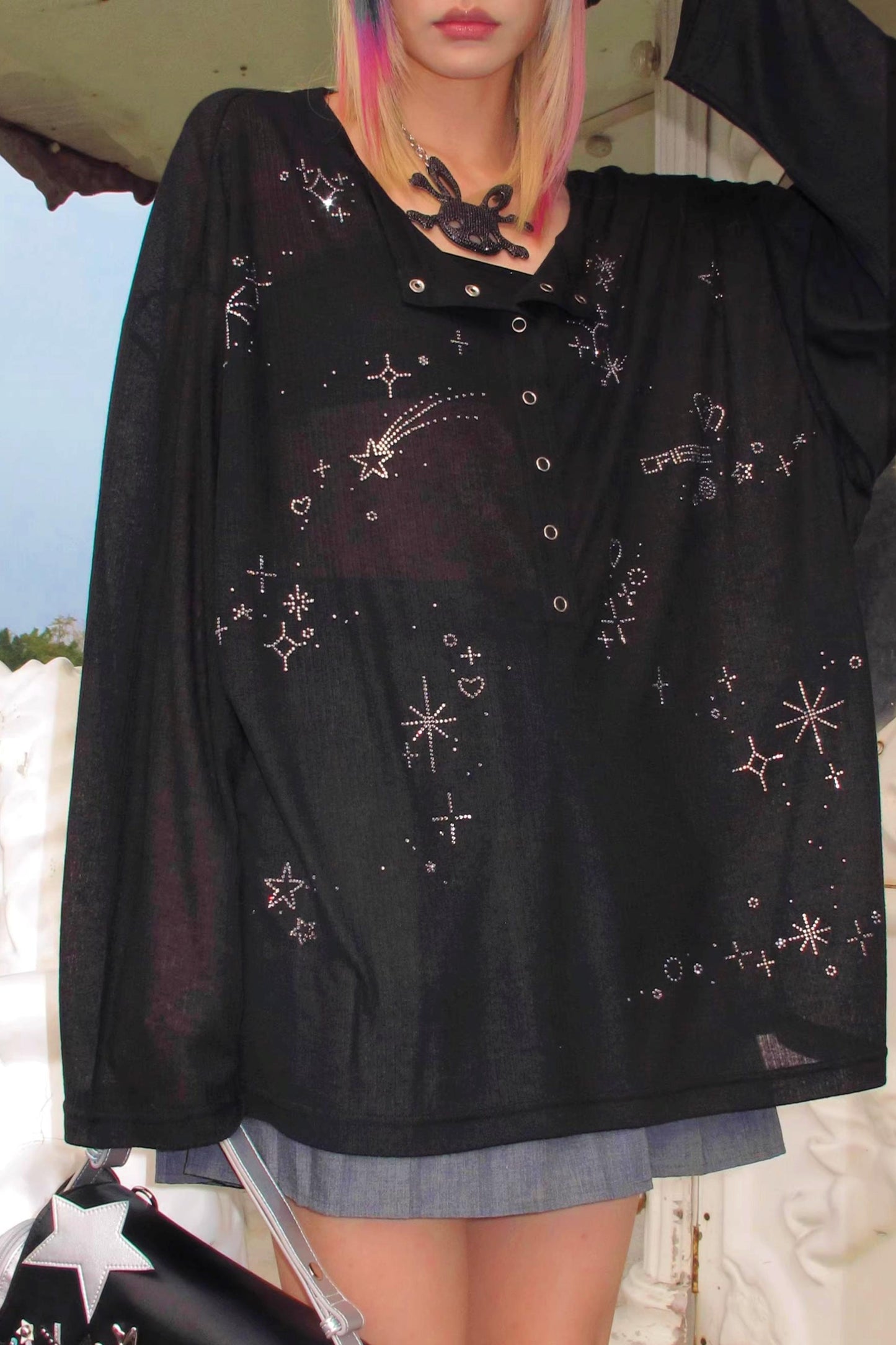 Starlight Rhinestone Open-Front Top