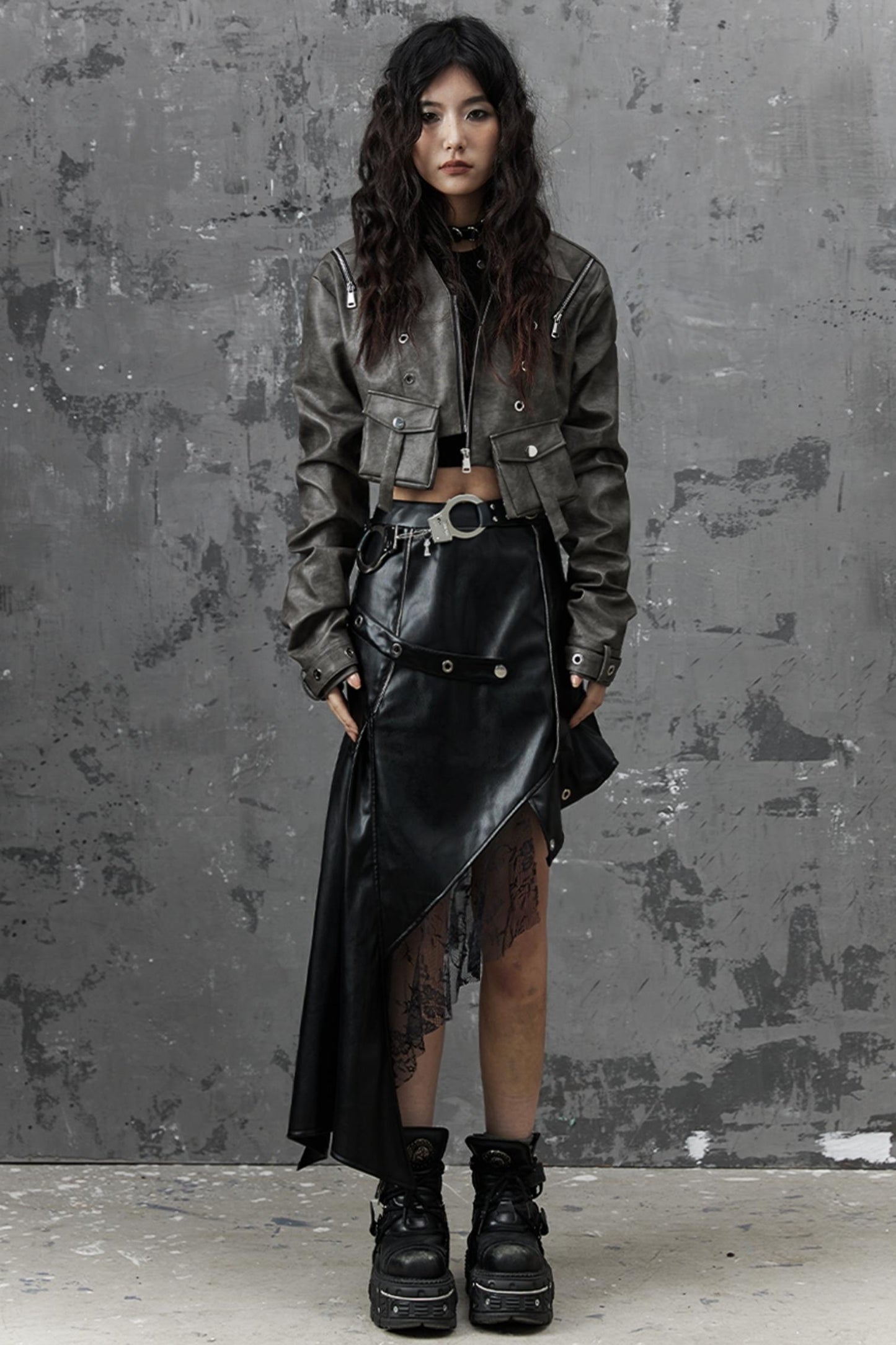 Vintage Distressed Punk Leather Jacket