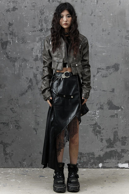 Vintage Distressed Punk Leather Jacket