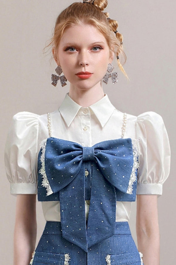 Fake Two-Piece Puff Sleeve Shirt