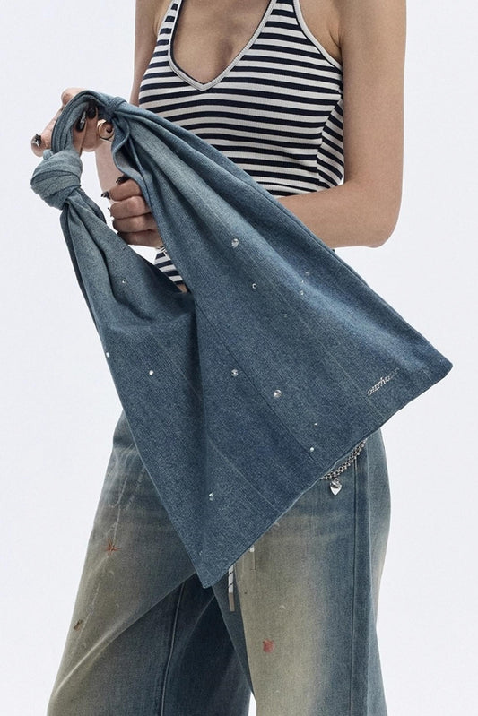 Diamond Starry Denim Shoulder Bag