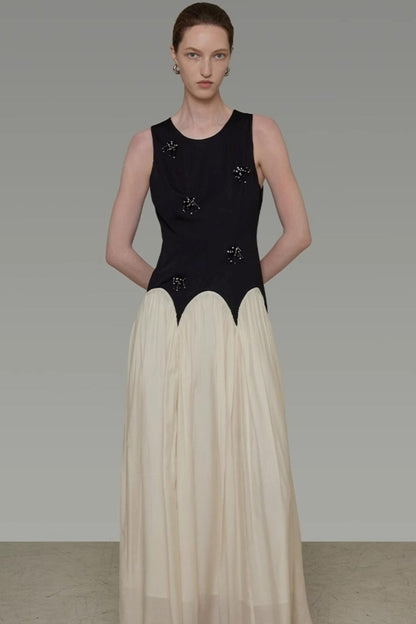 Color Clash Beaded Summer Dress