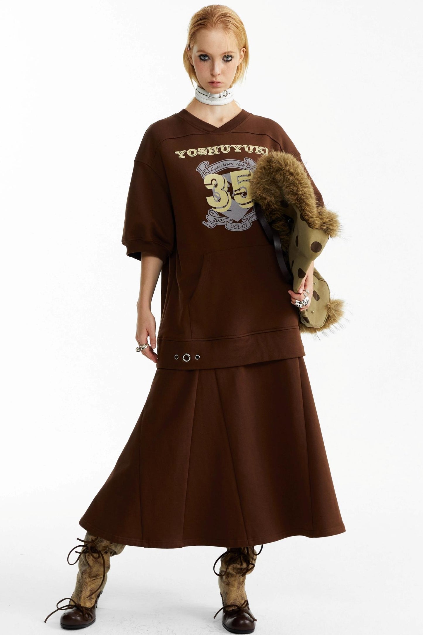 Brown Digital Print Dress